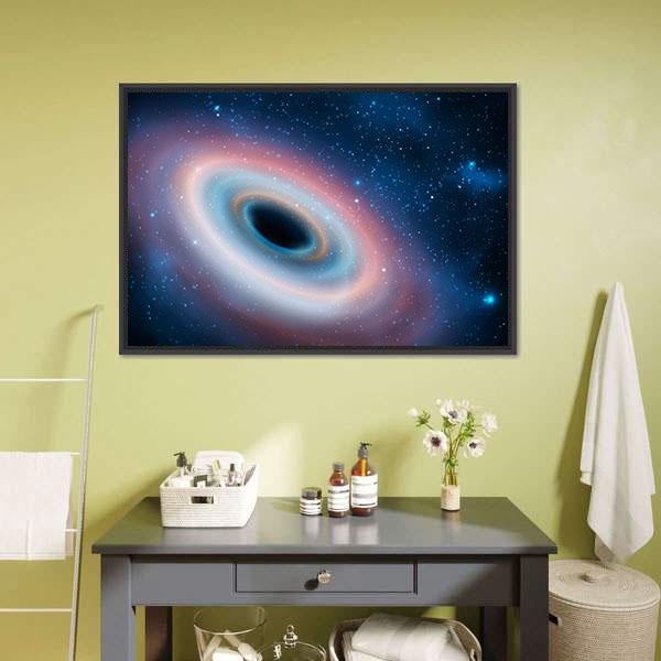 Black Hole In Universe Canvas Wall Art-3 Horizontal-Gallery Wrap-25" x 16"-Tiaracle