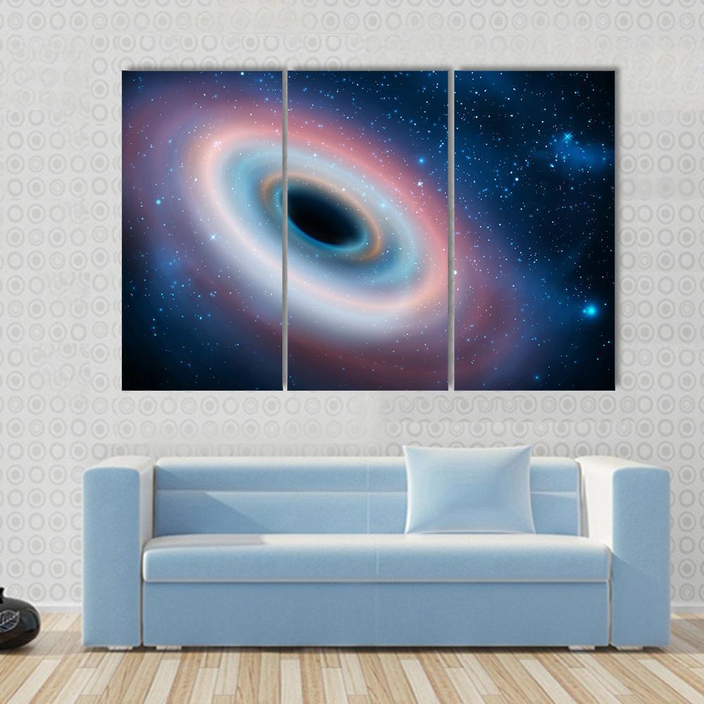 Black Hole In Universe Canvas Wall Art-1 Piece-Gallery Wrap-48" x 32"-Tiaracle