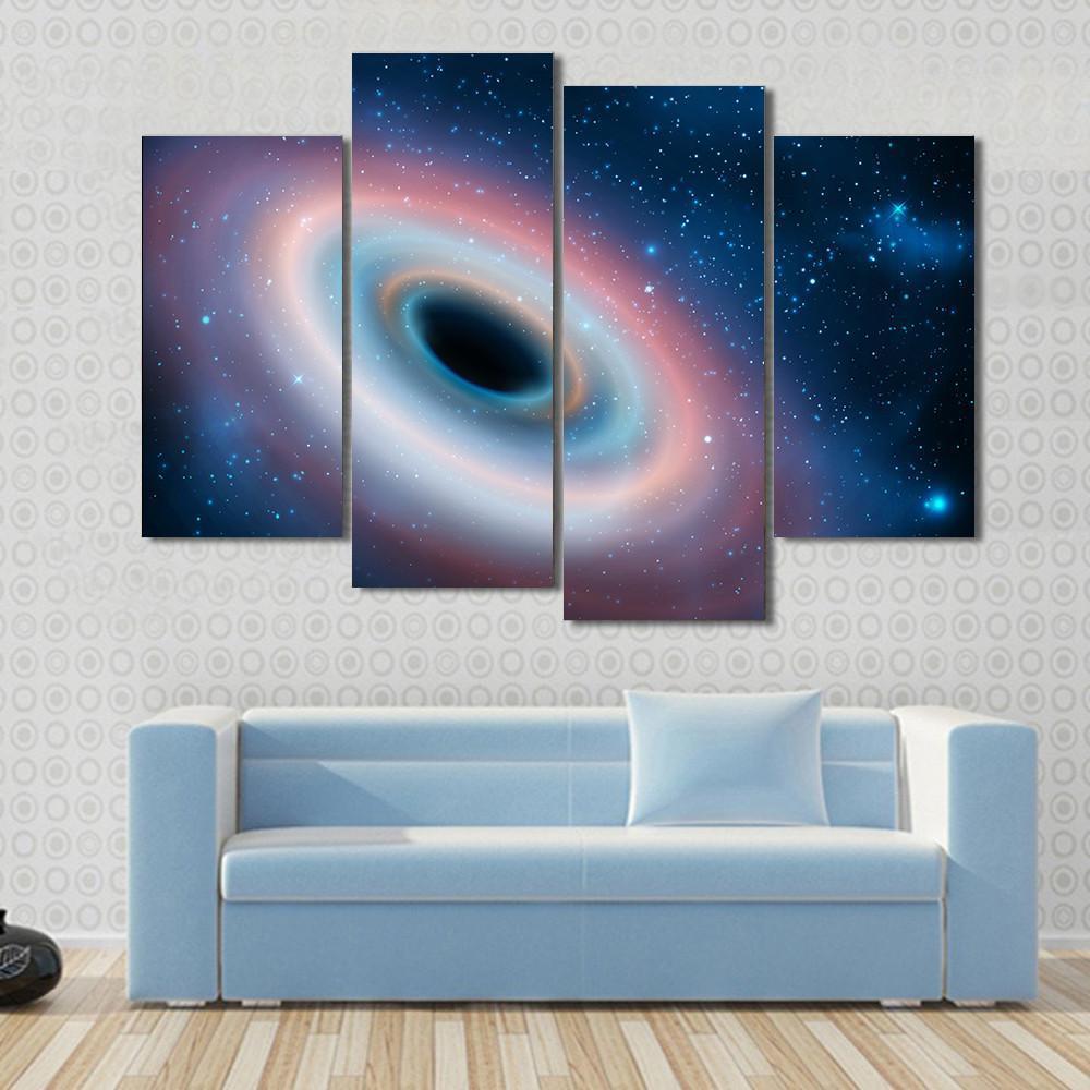 Black Hole In Universe Canvas Wall Art-4 Pop-Gallery Wrap-50" x 32"-Tiaracle