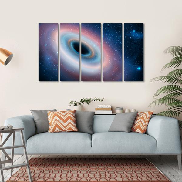 Black Hole In Universe Canvas Wall Art-5 Horizontal-Gallery Wrap-22" x 12"-Tiaracle