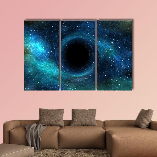 Black Hole Over Star Field Canvas Wall Art-3 Horizontal-Gallery Wrap-25" x 16"-Tiaracle