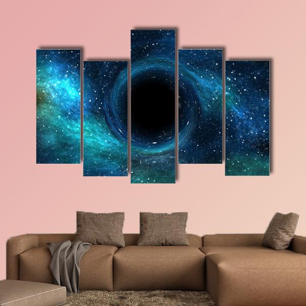 Black Hole Over Star Field Canvas Wall Art-5 Pop-Gallery Wrap-32" x 21"-Tiaracle