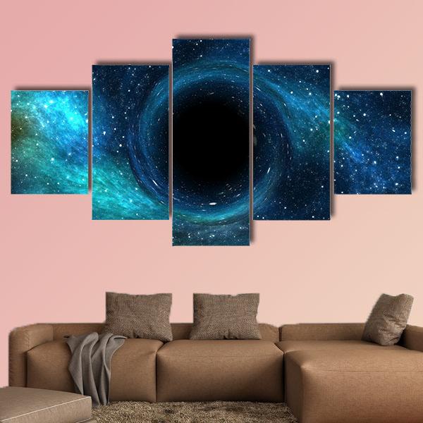 Black Hole Over Star Field Canvas Wall Art-5 Star-Gallery Wrap-42" x 21"-Tiaracle