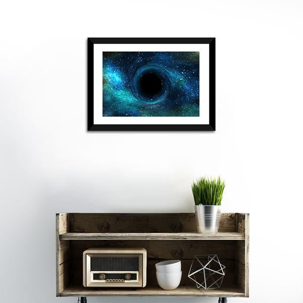 Black Hole Over Star Field Canvas Wall Art-1 Piece-Framed Print-20" x 16"-Tiaracle