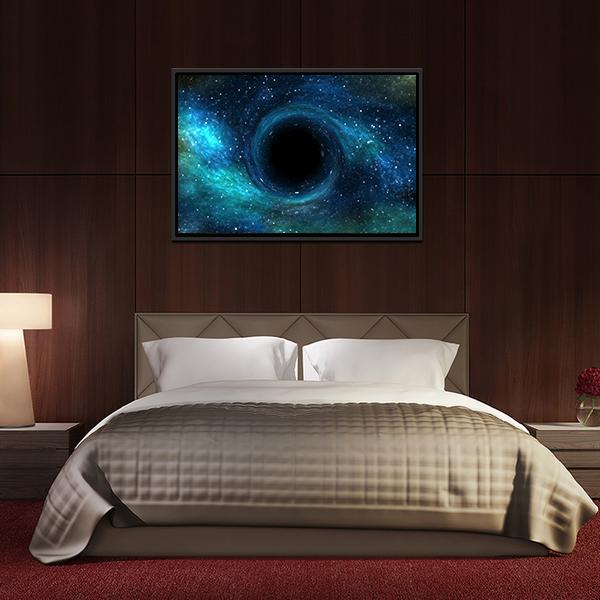 Black Hole Over Star Field Canvas Wall Art-3 Horizontal-Gallery Wrap-25" x 16"-Tiaracle