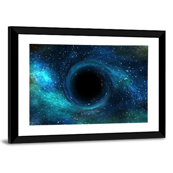 Black Hole Over Star Field Canvas Wall Art-3 Horizontal-Gallery Wrap-25" x 16"-Tiaracle