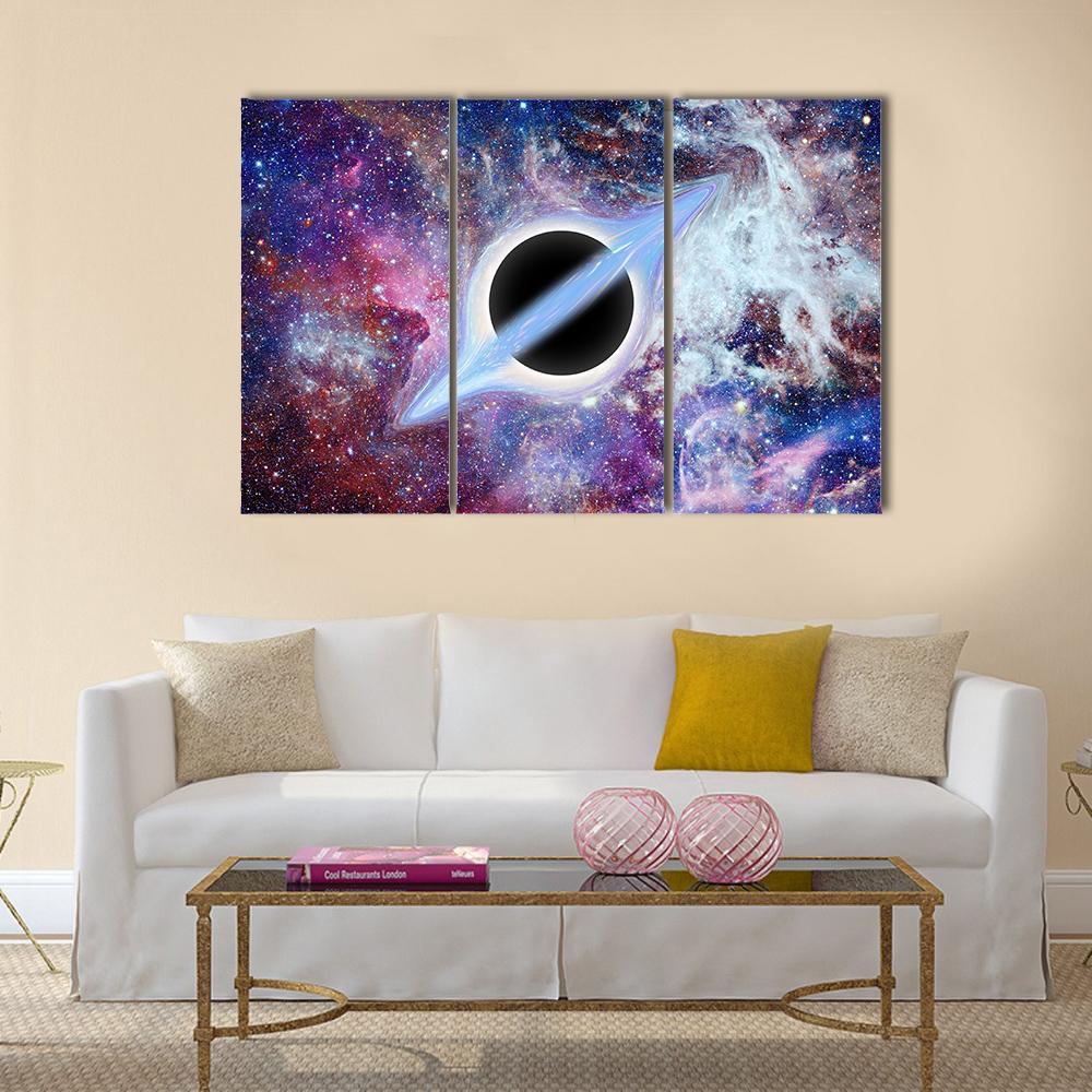 Black Hole Science Fiction Canvas Wall Art-3 Horizontal-Gallery Wrap-37" x 24"-Tiaracle