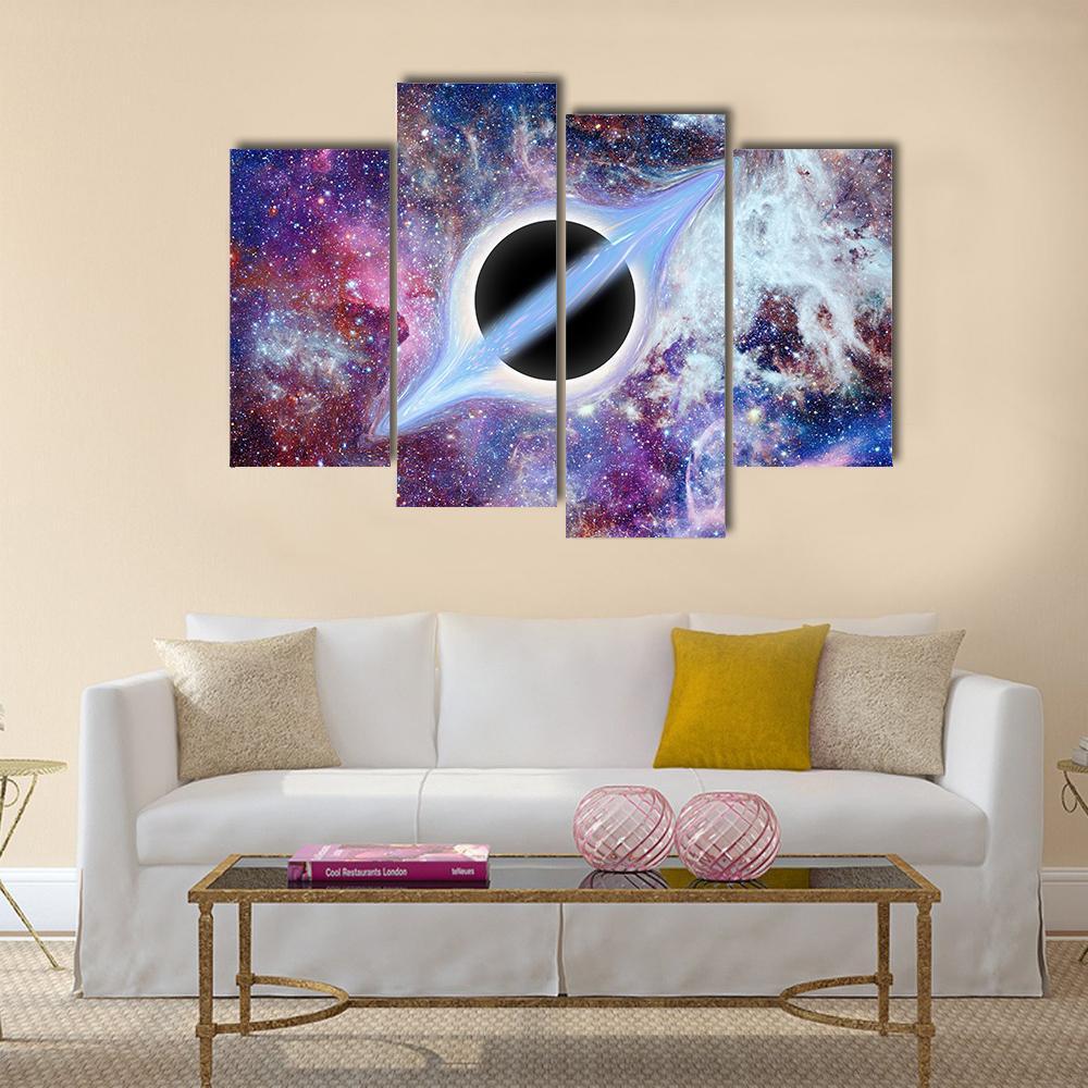 Black Hole Science Fiction Canvas Wall Art-4 Pop-Gallery Wrap-50" x 32"-Tiaracle