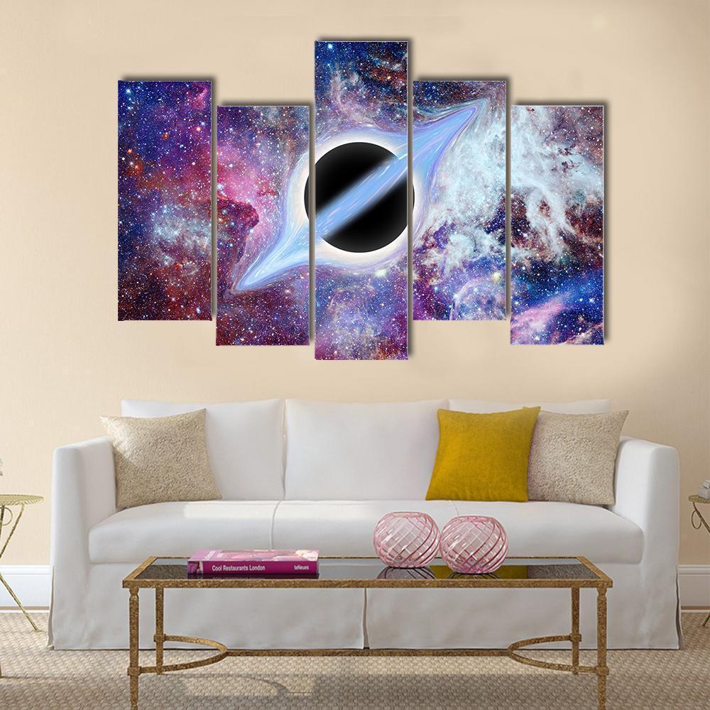 Black Hole Science Fiction Canvas Wall Art-5 Pop-Gallery Wrap-47" x 32"-Tiaracle