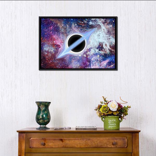 Black Hole Science Fiction Canvas Wall Art-1 Piece-Floating Frame-24" x 16"-Tiaracle