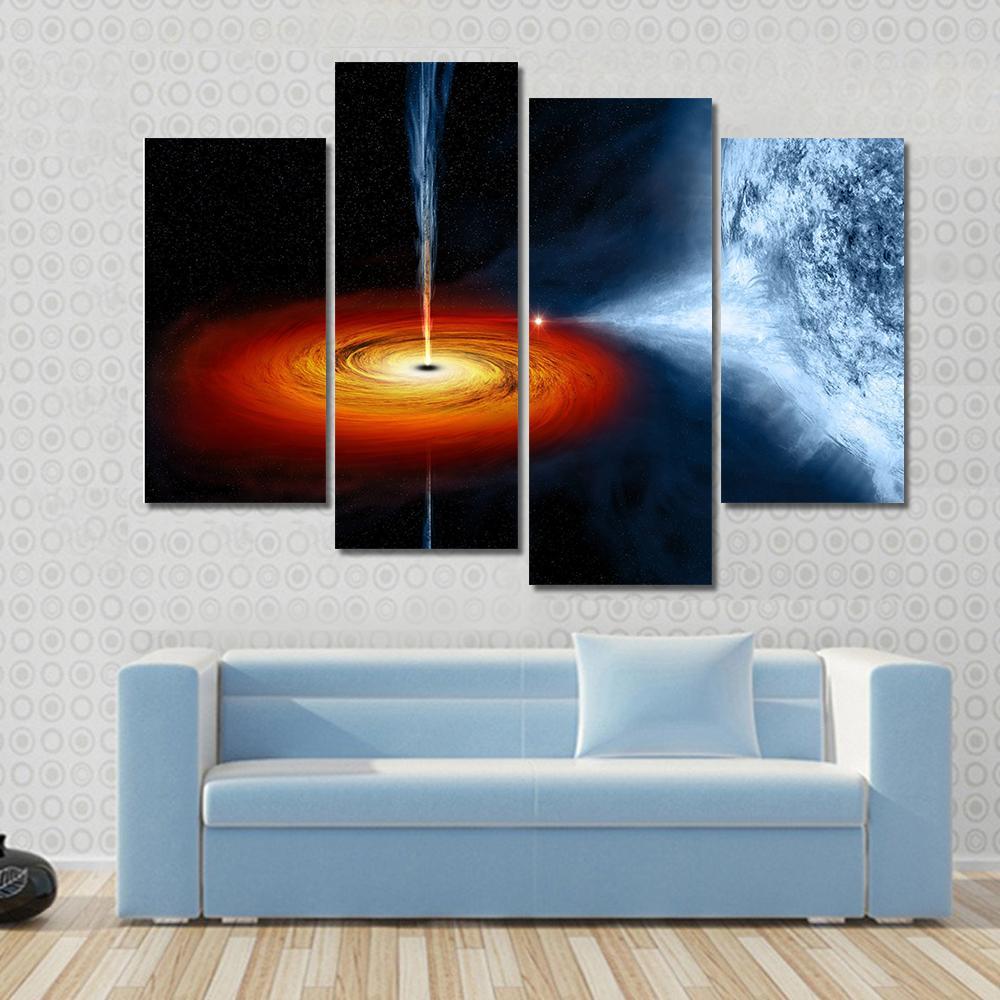 Black Hole Sucking Big White Dwarf Canvas Wall Art - Tiaracle