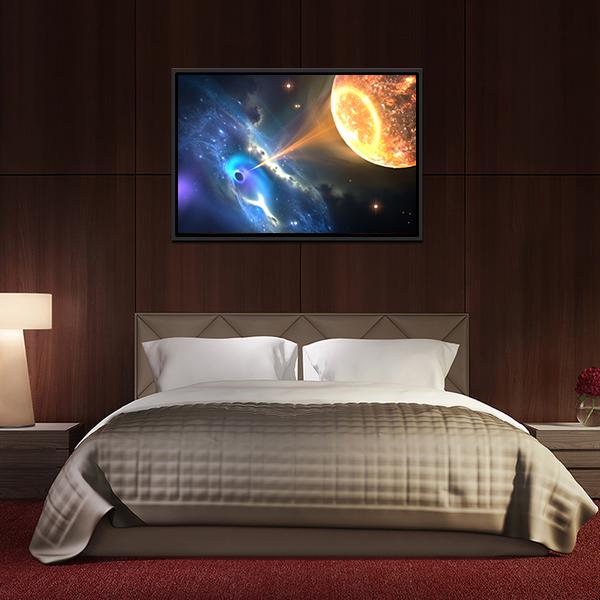 Black Hole Sucking Nearest Star Canvas Wall Art-5 Horizontal-Gallery Wrap-22" x 12"-Tiaracle