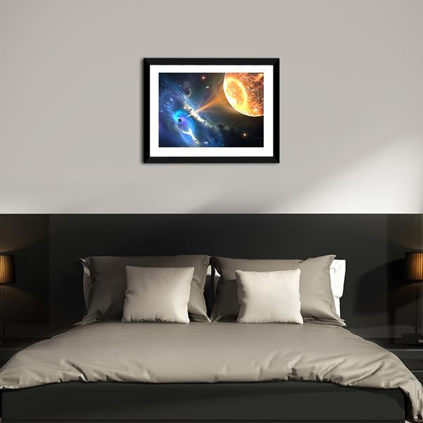 Black Hole Sucking Nearest Star Canvas Wall Art-3 Horizontal-Gallery Wrap-25&quot; x 16&quot;-Tiaracle