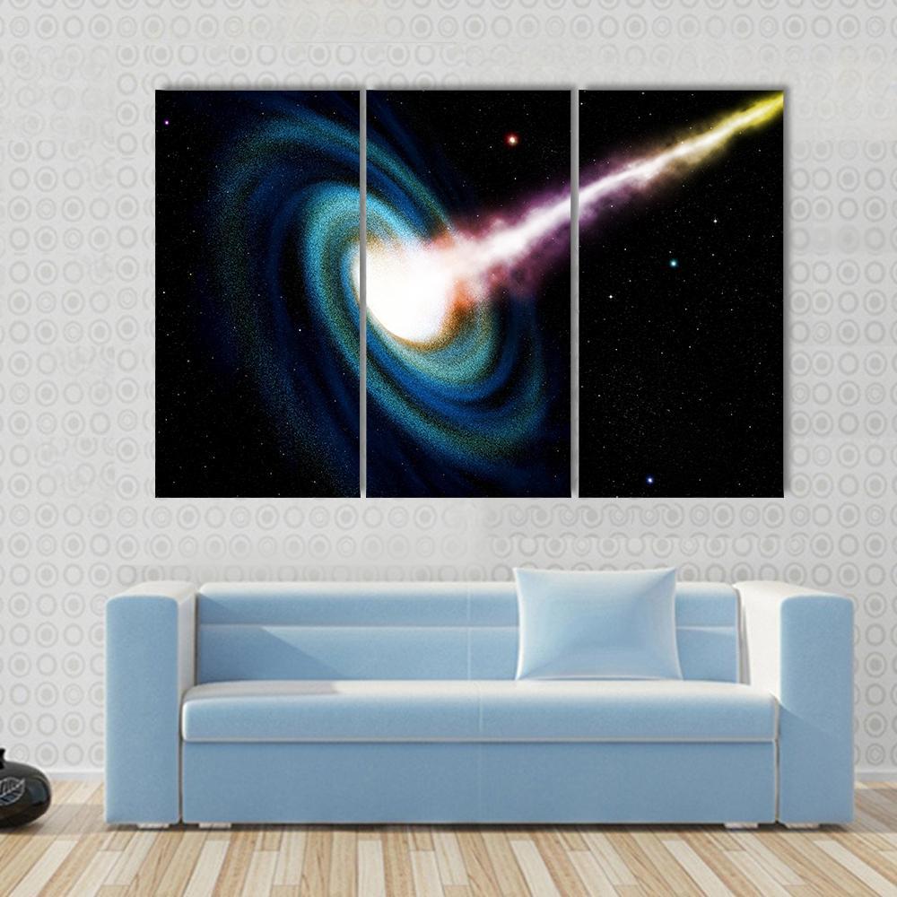Black Hole Swallowing Galaxy Canvas Wall Art-3 Horizontal-Gallery Wrap-37" x 24"-Tiaracle
