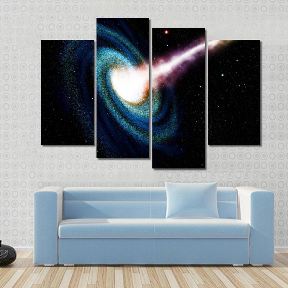 Black Hole Swallowing Galaxy Canvas Wall Art-4 Pop-Gallery Wrap-50" x 32"-Tiaracle