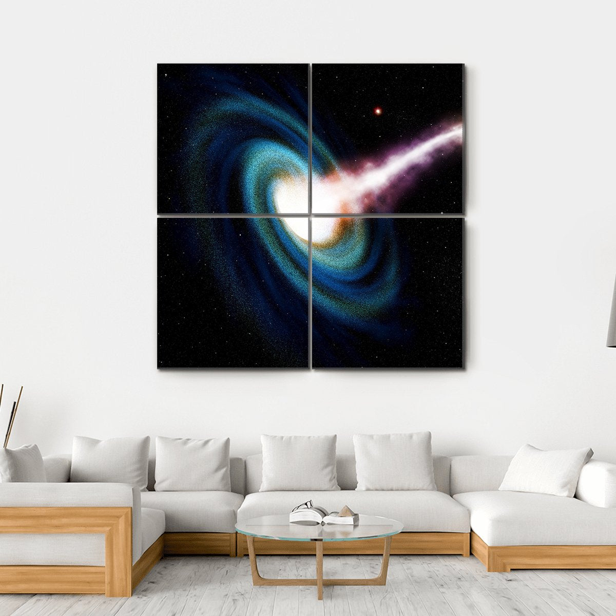 Black Hole Swallowing Galaxy Canvas Wall Art-4 Square-Gallery Wrap-17" x 17"-Tiaracle