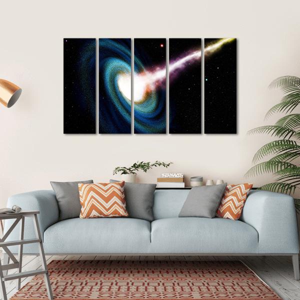 Black Hole Swallowing Galaxy Canvas Wall Art-5 Horizontal-Gallery Wrap-22" x 12"-Tiaracle