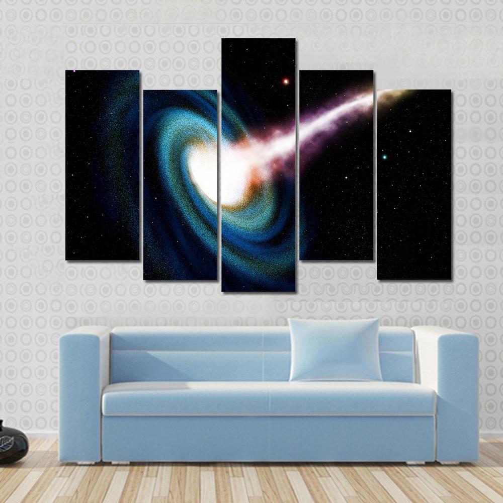 Black Hole Swallowing Galaxy Canvas Wall Art-5 Pop-Gallery Wrap-47" x 32"-Tiaracle