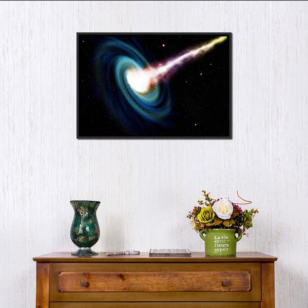 Black Hole Swallowing Galaxy Canvas Wall Art-1 Piece-Floating Frame-24" x 16"-Tiaracle