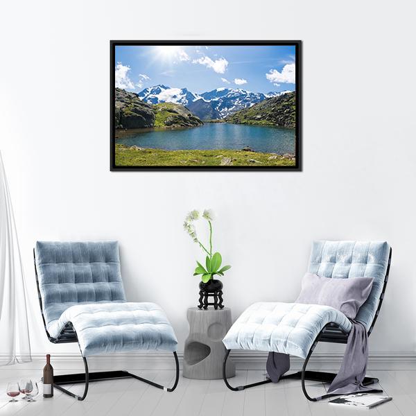 Black Lake Italy Canvas Wall Art-3 Horizontal-Gallery Wrap-25" x 16"-Tiaracle