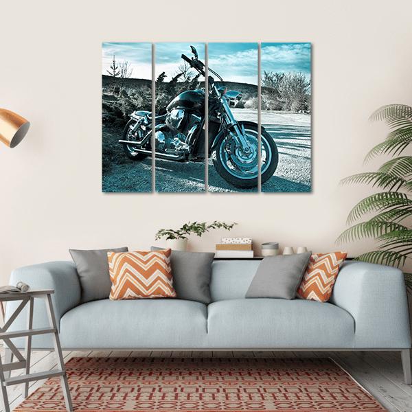 Black Powerful Chopper Canvas Wall Art-4 Horizontal-Gallery Wrap-34" x 24"-Tiaracle