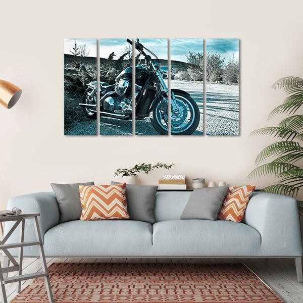 Black Powerful Chopper Canvas Wall Art-5 Horizontal-Gallery Wrap-22" x 12"-Tiaracle