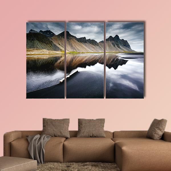 Beach With Wet Black Sand Canvas Wall Art-5 Pop-Gallery Wrap-47" x 32"-Tiaracle