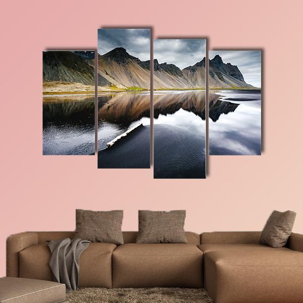 Beach With Wet Black Sand Canvas Wall Art-4 Pop-Gallery Wrap-50" x 32"-Tiaracle