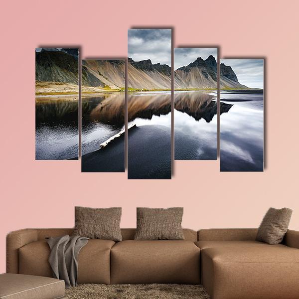 Beach With Wet Black Sand Canvas Wall Art-5 Pop-Gallery Wrap-47" x 32"-Tiaracle