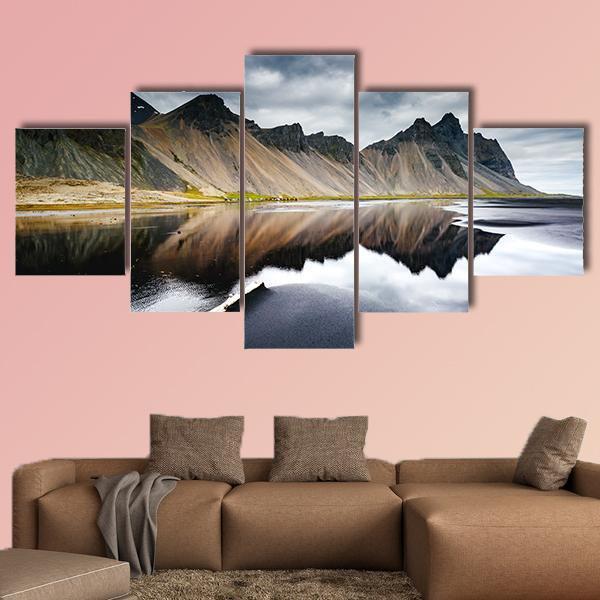 Beach With Wet Black Sand Canvas Wall Art-5 Star-Gallery Wrap-62" x 32"-Tiaracle