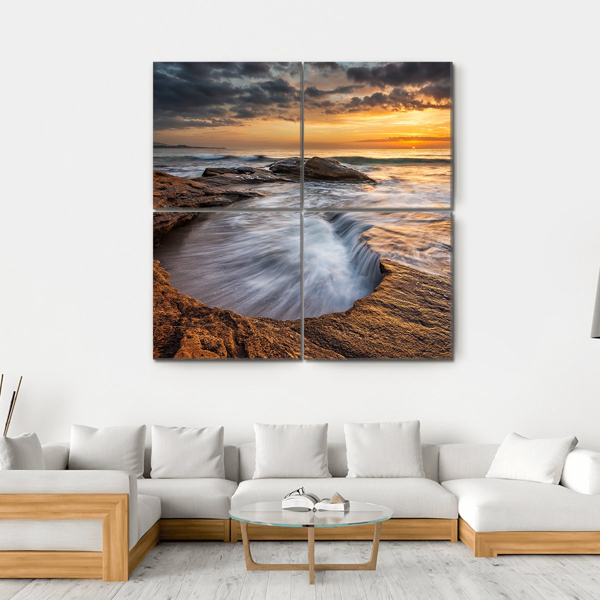 Black Sea Coast Bulgaria Canvas Wall Art-4 Square-Gallery Wrap-17" x 17"-Tiaracle
