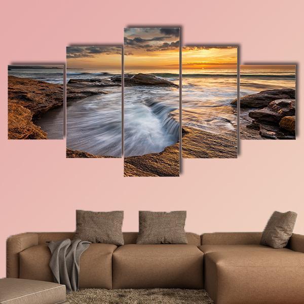 Black Sea Coast Bulgaria Canvas Wall Art-5 Star-Gallery Wrap-62" x 32"-Tiaracle