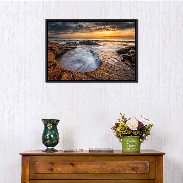Black Sea Coast Bulgaria Canvas Wall Art-1 Piece-Floating Frame-24" x 16"-Tiaracle
