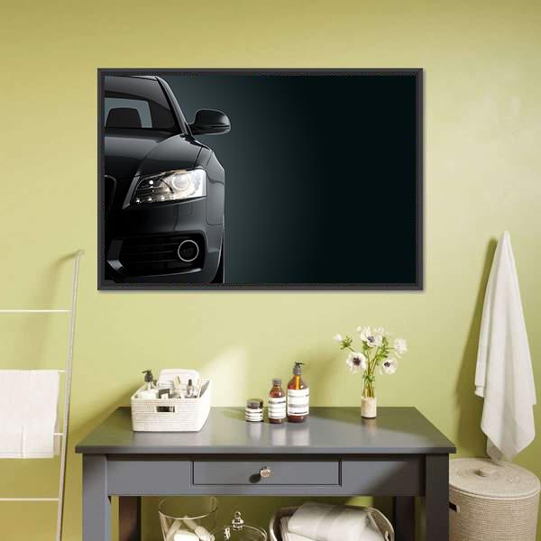 Black Sports Car Canvas Wall Art-1 Piece-Floating Frame-24" x 16"-Tiaracle