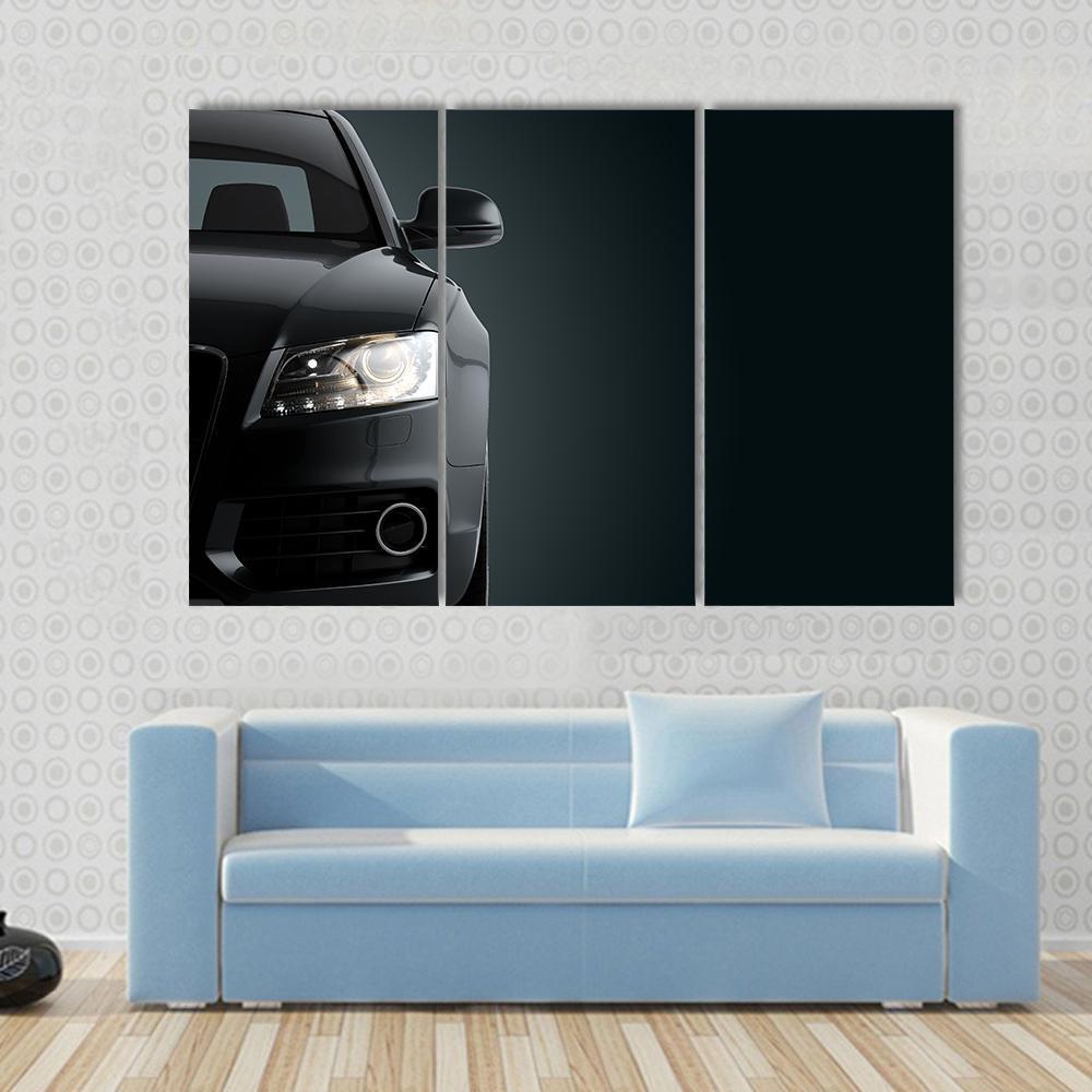 Black Sports Car Canvas Wall Art-3 Horizontal-Gallery Wrap-37" x 24"-Tiaracle