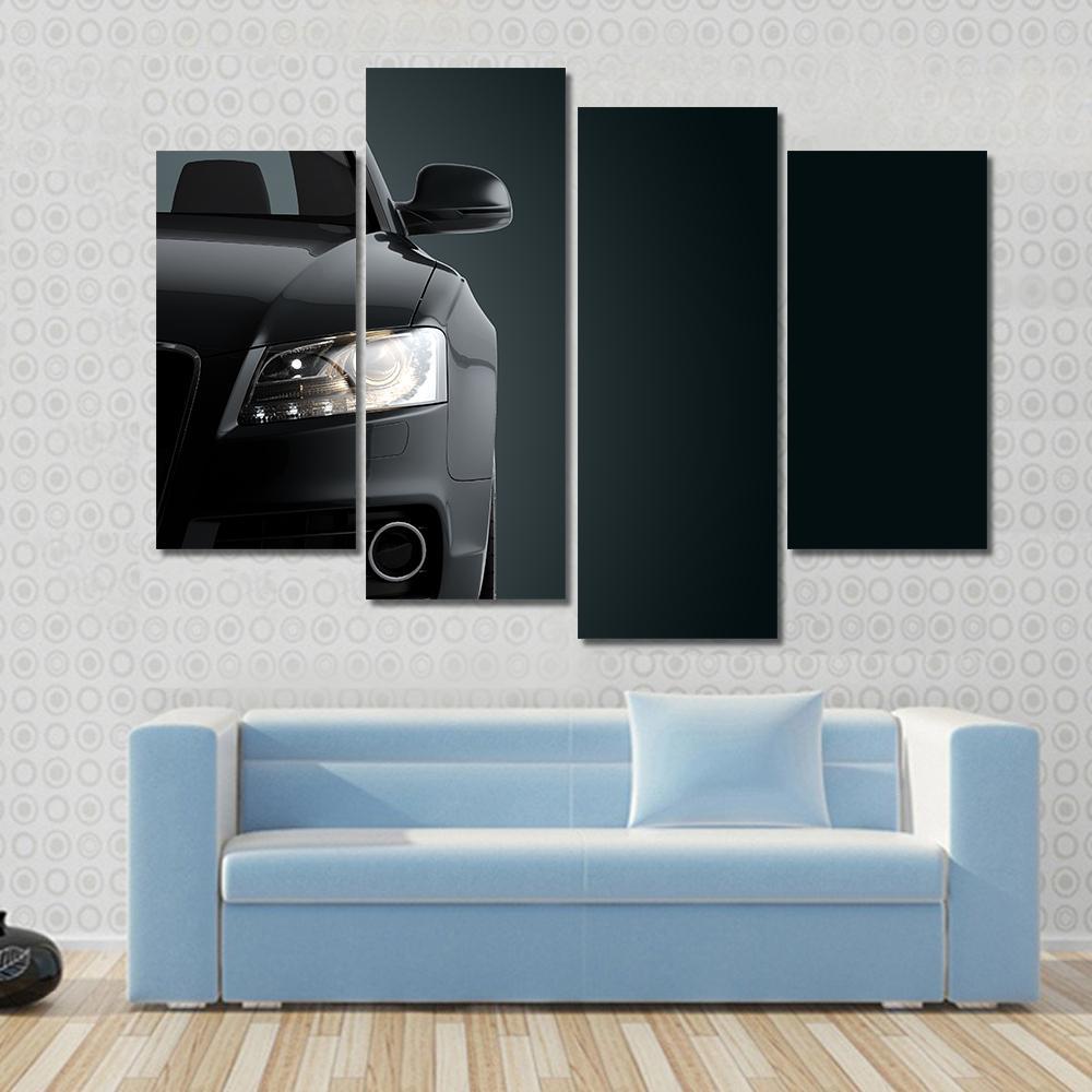 Black Sports Car Canvas Wall Art-4 Pop-Gallery Wrap-50" x 32"-Tiaracle