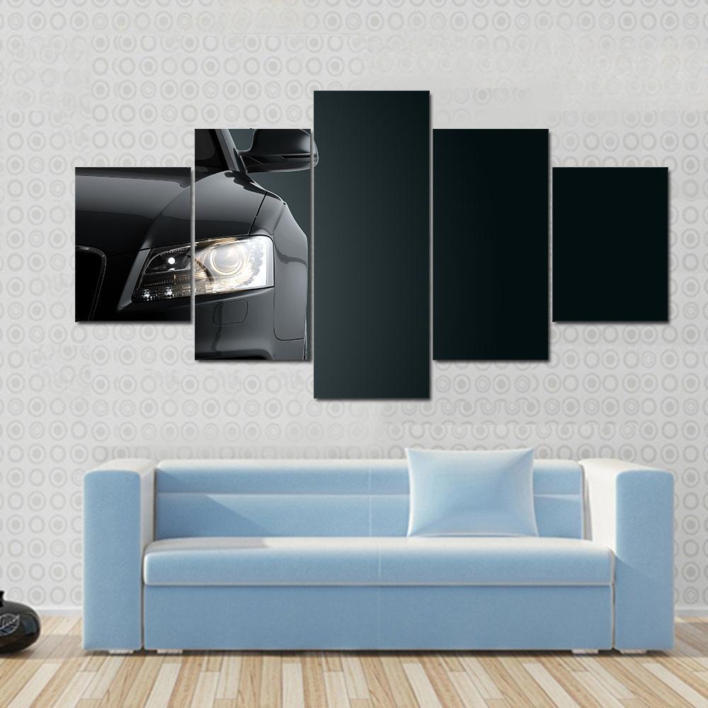 Black Sports Car Canvas Wall Art-5 Star-Gallery Wrap-62" x 32"-Tiaracle