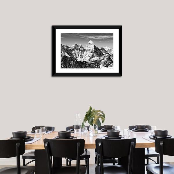 Black & White Ama Dablam Canvas Wall Art-5 Horizontal-Gallery Wrap-22" x 12"-Tiaracle