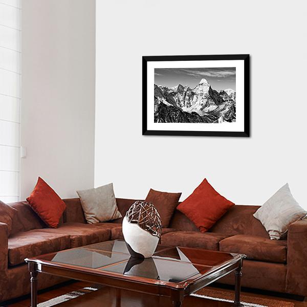 Black & White Ama Dablam Canvas Wall Art-5 Horizontal-Gallery Wrap-22" x 12"-Tiaracle