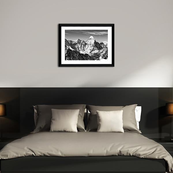 Black &amp; White Ama Dablam Canvas Wall Art-5 Horizontal-Gallery Wrap-22" x 12"-Tiaracle