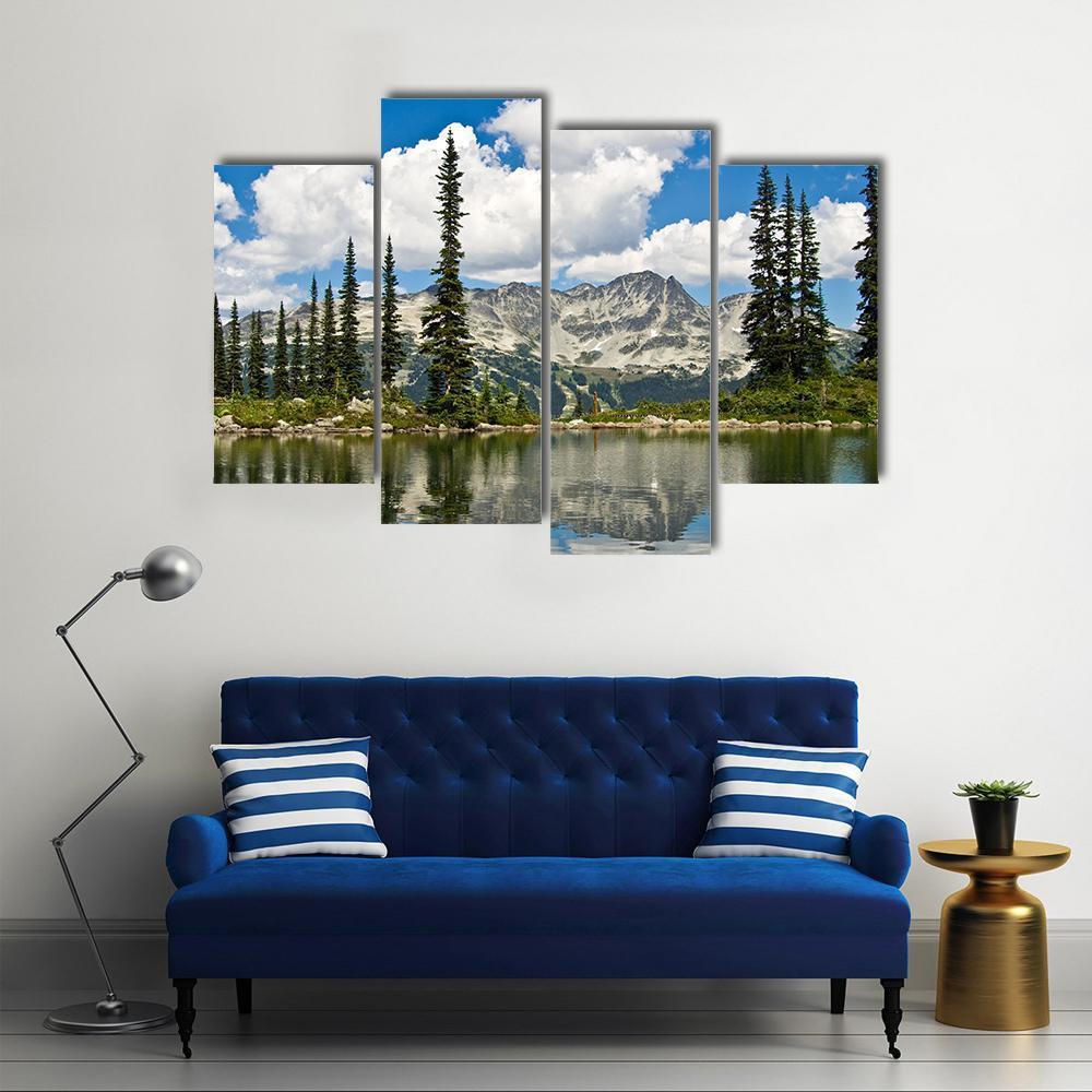 Blackcomb Mountain Reflecting off Harmony Lake Canvas Wall Art-4 Pop-Gallery Wrap-50" x 32"-Tiaracle