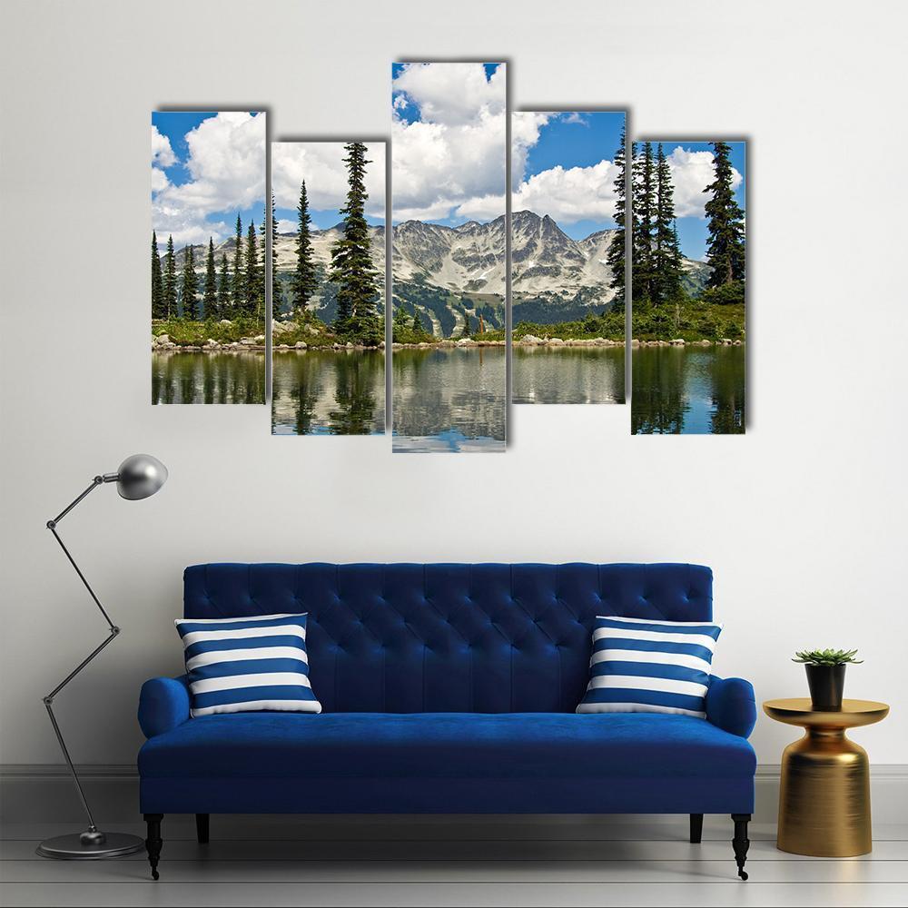 Blackcomb Mountain Reflecting off Harmony Lake Canvas Wall Art-5 Pop-Gallery Wrap-47" x 32"-Tiaracle