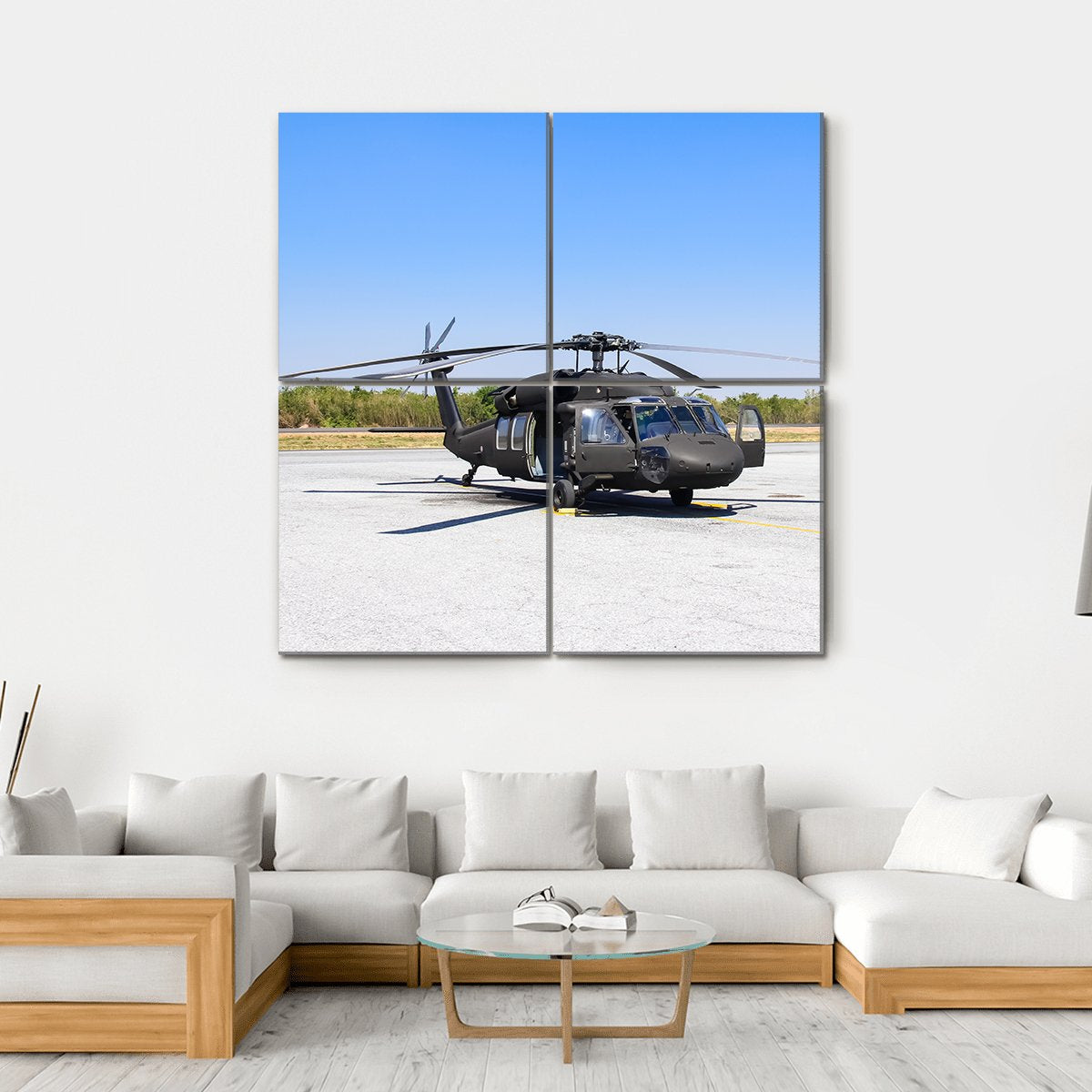 Blackhawk Helicopter Canvas Wall Art-4 Square-Gallery Wrap-17" x 17"-Tiaracle