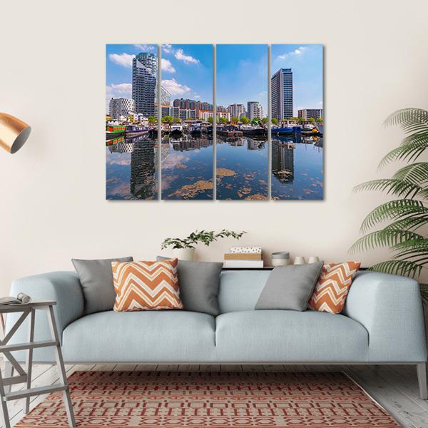 Blackwall Basin Riverside Canvas Wall Art-4 Horizontal-Gallery Wrap-34" x 24"-Tiaracle