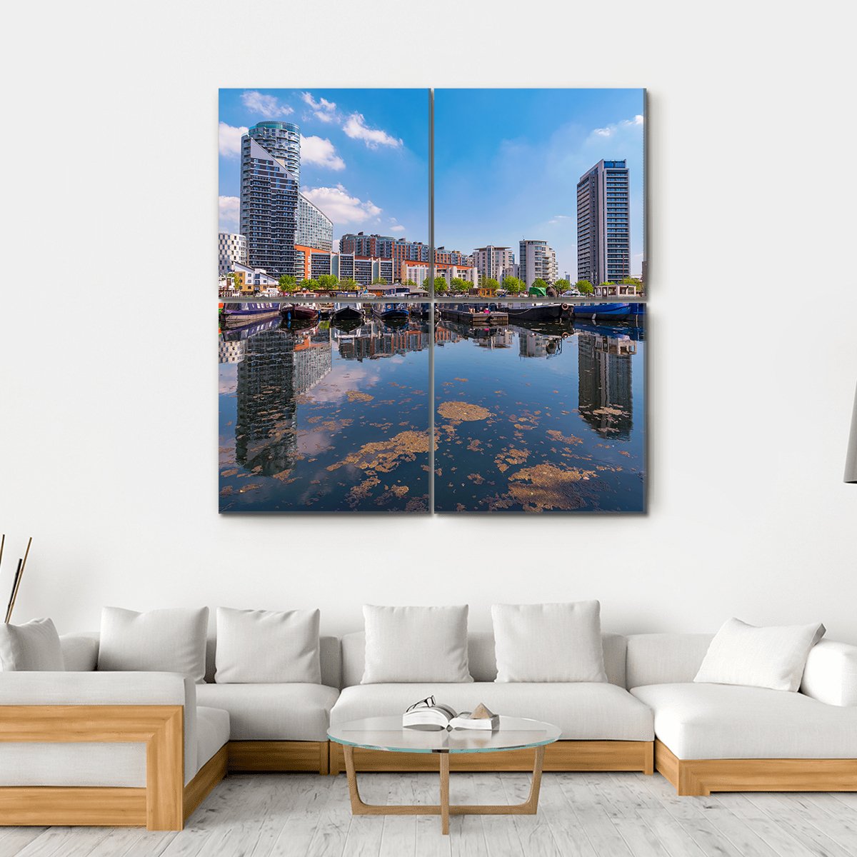 Blackwall Basin Riverside Canvas Wall Art-4 Square-Gallery Wrap-17" x 17"-Tiaracle