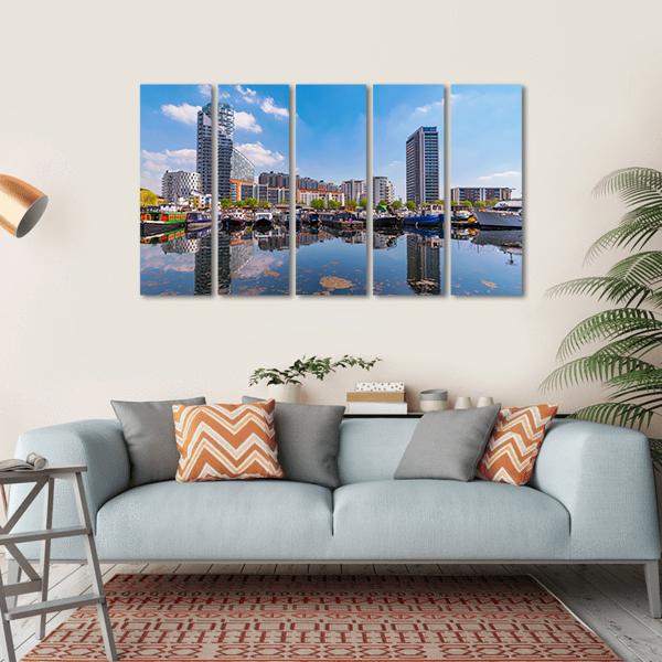 Blackwall Basin Riverside Canvas Wall Art-5 Horizontal-Gallery Wrap-22" x 12"-Tiaracle