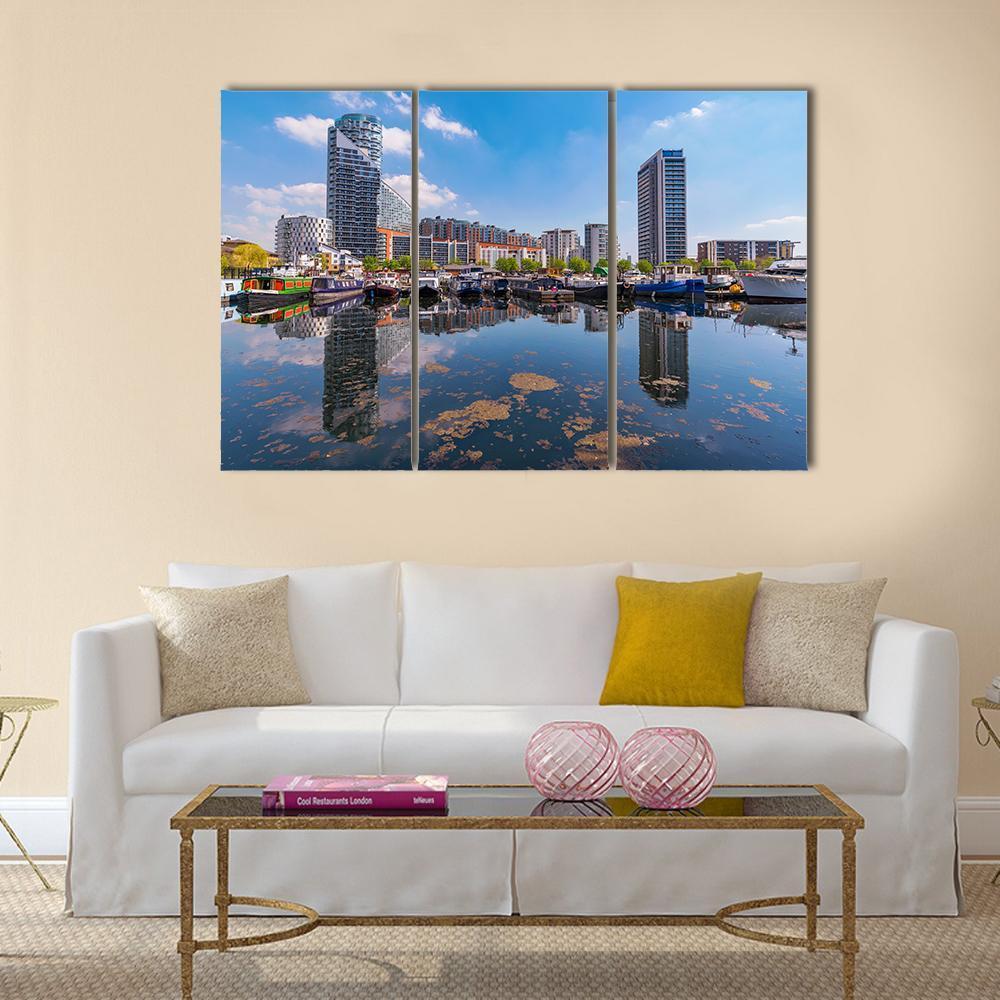 Blackwall Basin Riverside Canvas Wall Art-3 Horizontal-Gallery Wrap-37" x 24"-Tiaracle