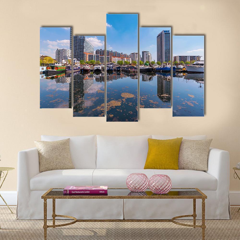 Blackwall Basin Riverside Canvas Wall Art-5 Pop-Gallery Wrap-47" x 32"-Tiaracle