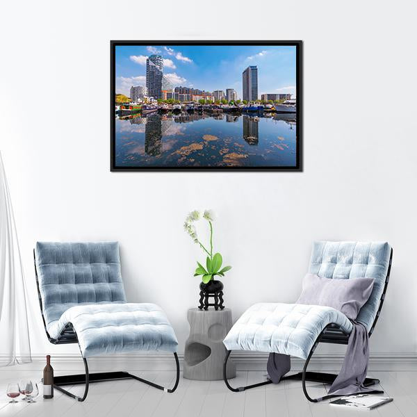 Blackwall Basin Riverside Canvas Wall Art-3 Horizontal-Gallery Wrap-25" x 16"-Tiaracle