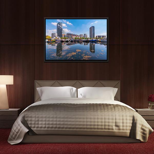 Blackwall Basin Riverside Canvas Wall Art-3 Horizontal-Gallery Wrap-25" x 16"-Tiaracle